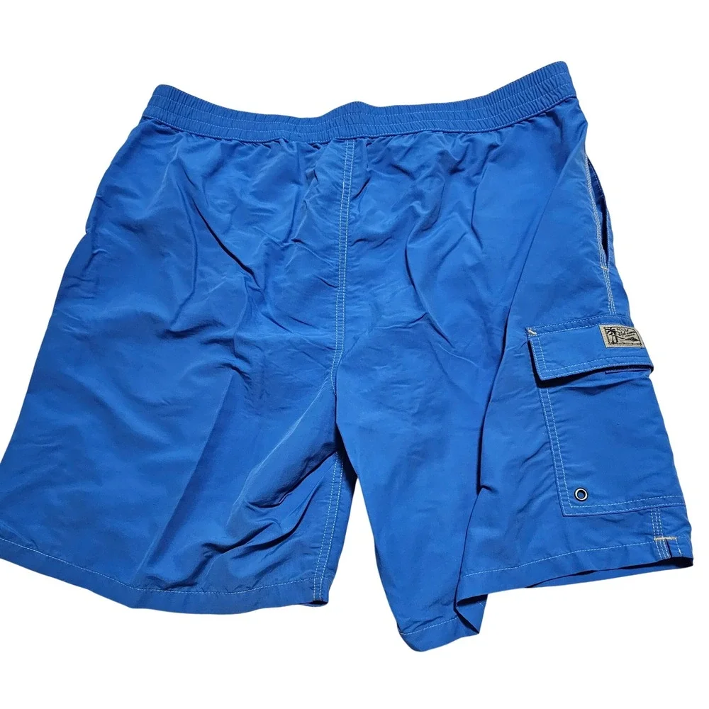 Polo Ralph Lauren Mens Royal Blue Orange Pony Mesh Lined Swim Trunks Large